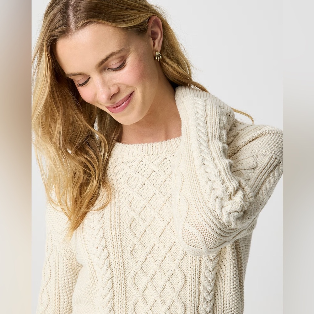 NWT J.Crew New England Cable Crewneck Sweater - Picture 2 of 4